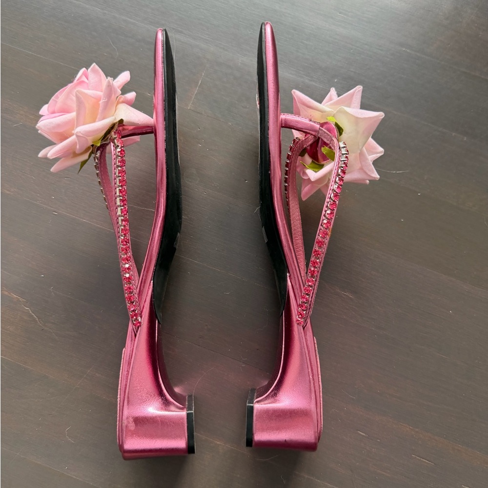NWOT Jeffrey Campbell Primrose pink rhinestone Flip Flop with rose size 8 - Picture 9 of 11